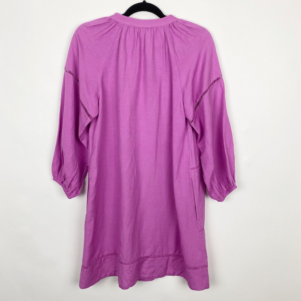 LOFT Linen Blend Ladder Stitch Pocket Shift Dress Womens Small Lavender‎ - Picture 2 of 8